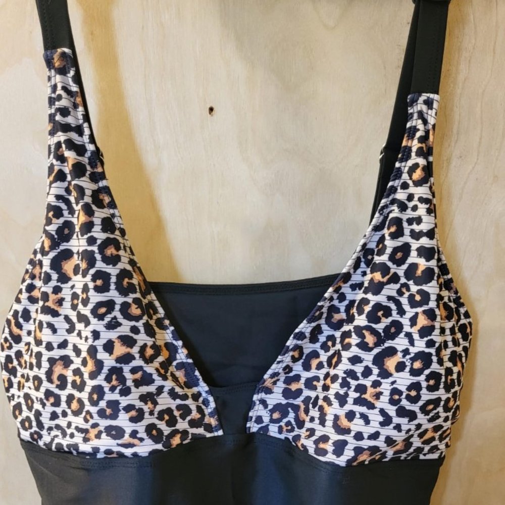 Black Leopard Womens Swimwear 2x